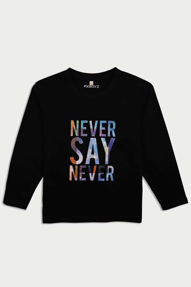 Never Say Never Long Tee - Black