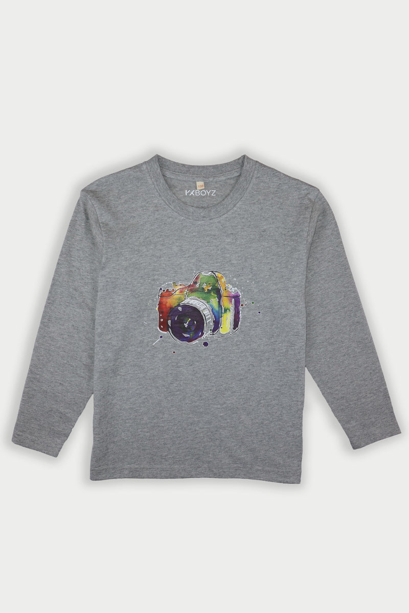 Camera Long Tee - Grey