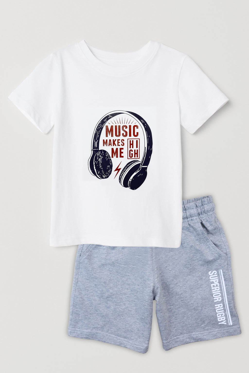 Headphones T-Shirt & Grey Shorts Combo