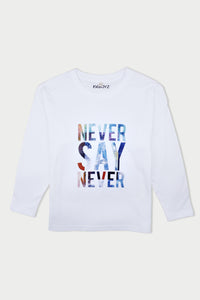 Never Say Never Long Tee - White