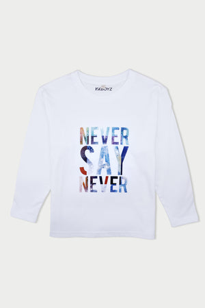 Never Say Never Long Tee - White