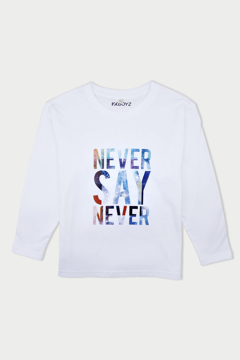 Never Say Never Long Tee - White