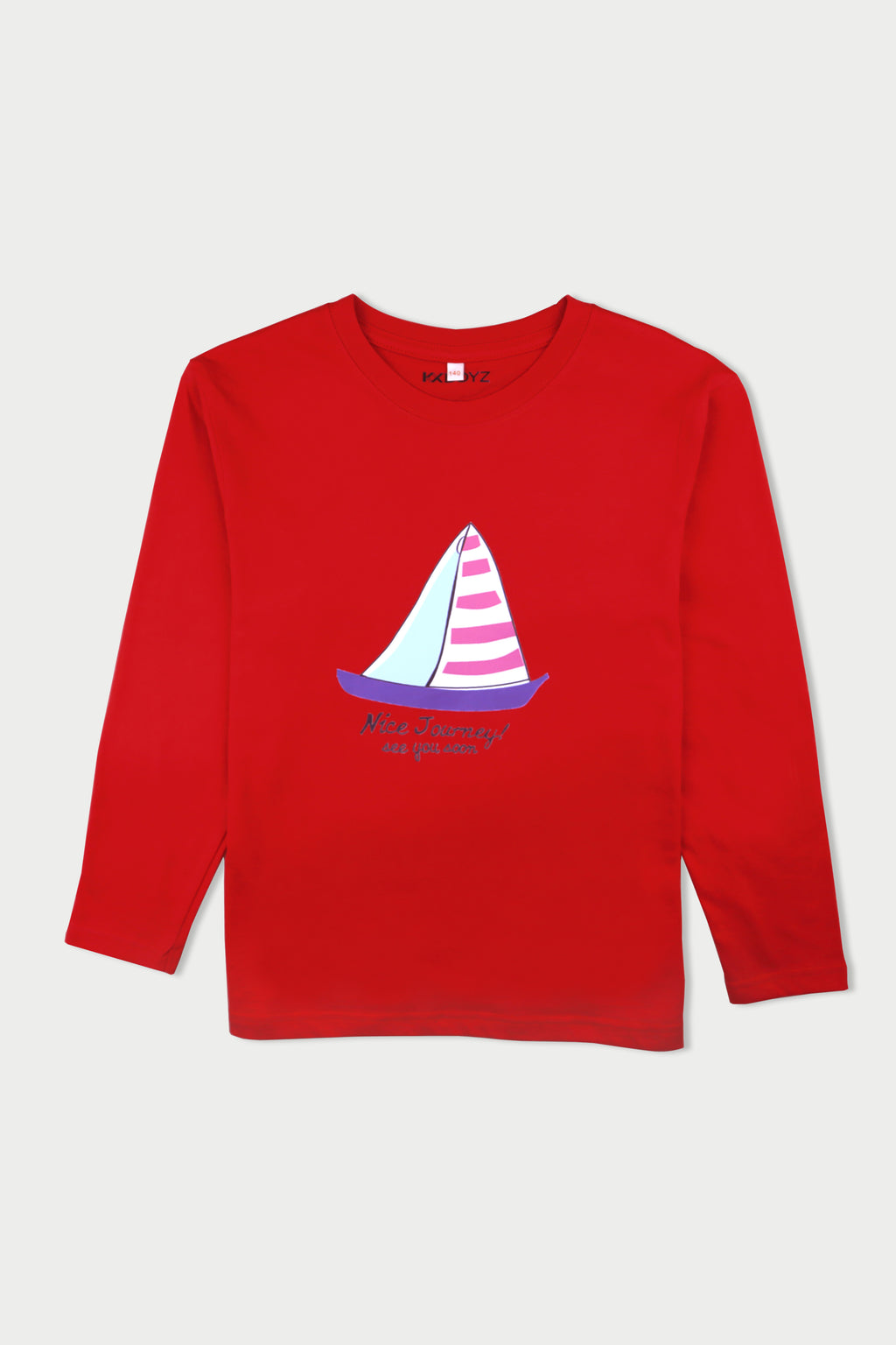 Sailing Ship Long Tee - Red