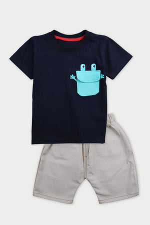 Frog pocket T-Shirt set - Black